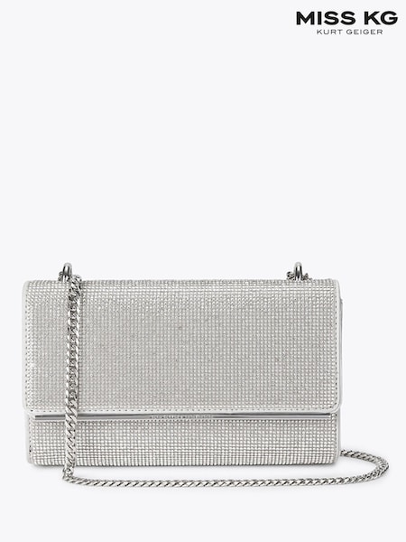Silver - Miss Kg Adina Embellished Clutch Bag
