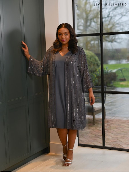 Live Unlimited Curve Grey Beaded Kimono Cover-Up (132491) | 99 €