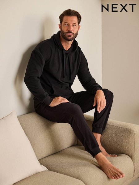 Black Thermal Long Sleeve Pyjamas Hoodie Set (132545) | €20