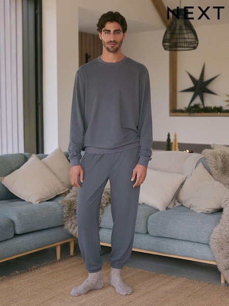 رمادي - Soft Waffle Long Sleeve Pyjamas Set (132653) | ‏185 ر.س.‏