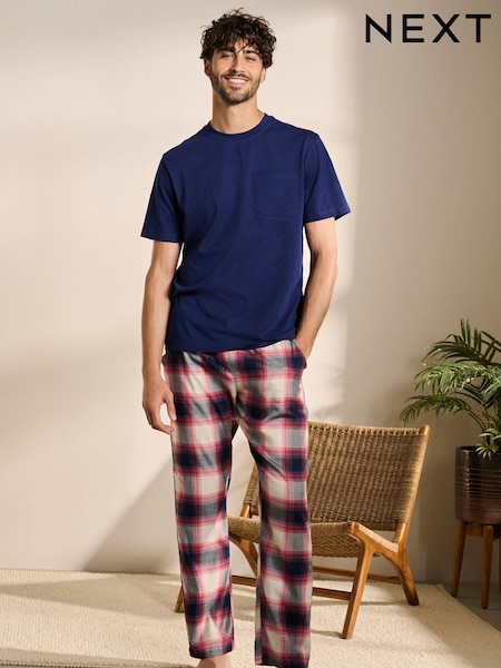 Blue/Stone Check Lightweight Pyjamas Set (132727) | €16