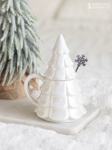 Something Different Iridescent Fir Tree Mug And Snowflake Spoon Set
