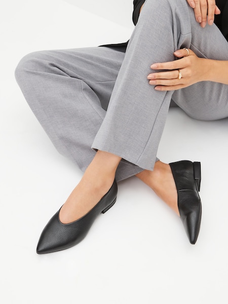 Negru - Balerini Pantofi din piele cu vârf deget Forever Comfort® (133422) | 174 LEI