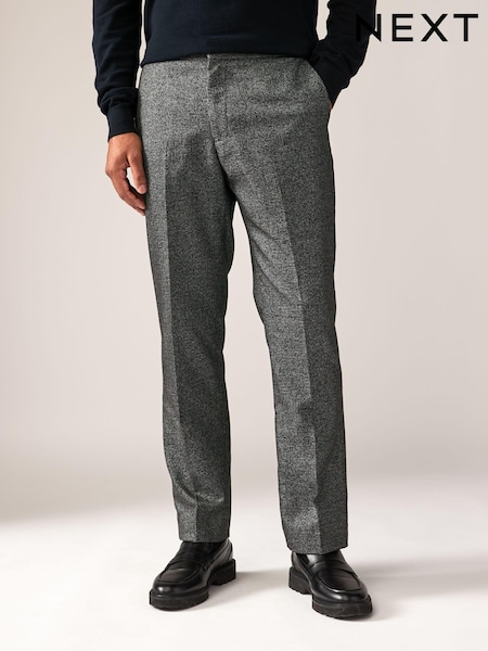 Charcoal Grey Tailored Fit Textured Puppytooth Suit Trousers (133469) | € 15