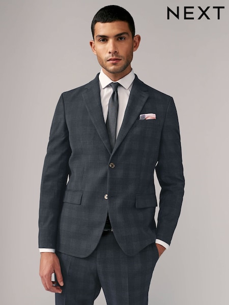 Mornarsko modra - Standardni kroj - Slim Fit Check Suit Jacket (133482) | € 74
