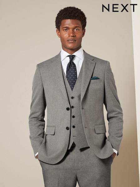 Grey Slim Fit Textured Suit Jacket (133509) | $96