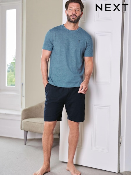Blue Fine Stripe Jersey Short Pyjama Set (133531) | €11
