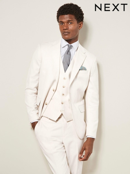 Ecru Slim Fit Textured Suit Jacket (133534) | €85