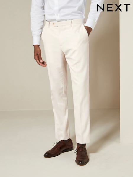 Ecru Slim Fit Textured Suit Trousers (133754) | R$ 335