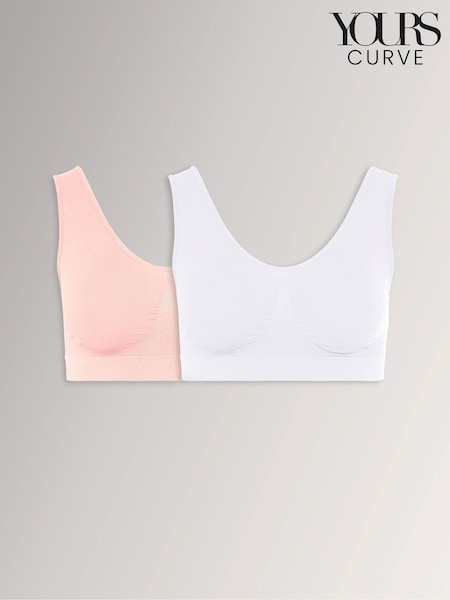 Pink - Yours Curve Padded Seamfree Bras 2 Pack