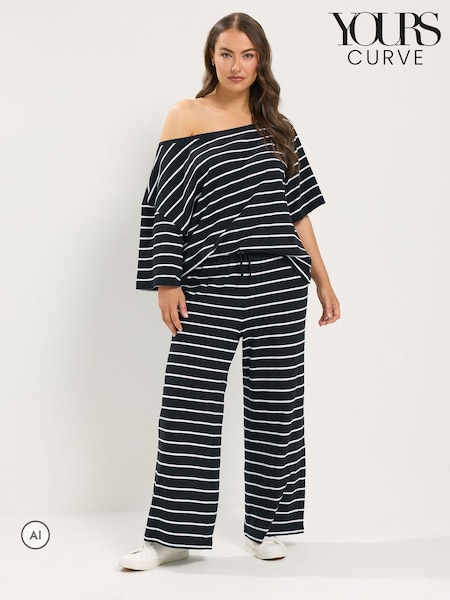 Black - Yours Curve Slash T-shirt & Trousers 2 Pack Set