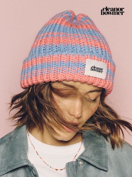 Blau/Pink gestreift - Eleanor Bowmer Strick-Beanie