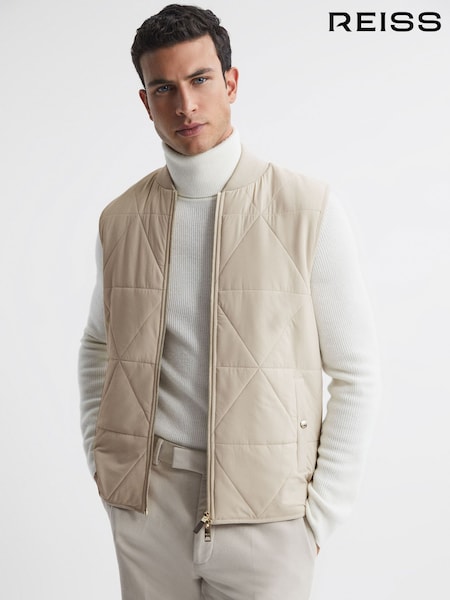 Reiss Stone Ritchie Hybrid Knitted-Quilted Sleeveless Jacket (134811) | €72