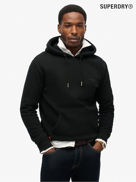 Negru - Superdry Essential Croială slim fit Logo Hanorac cu glugă (135119) | 287 LEI