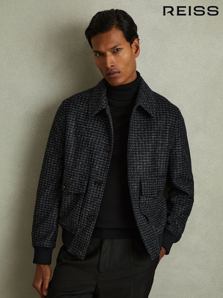 Reiss Packer Puppytooth Check Bomber Jacket (135148) | €517