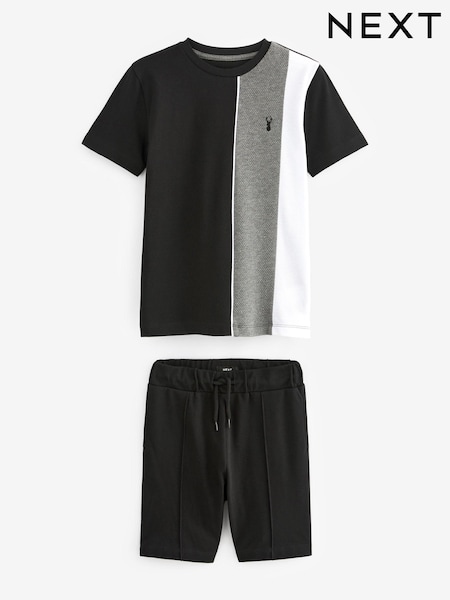 črna/siva - 100% Cotton Colourblock T-Shirt And Shorts Set (3-16yrs) (135407) | € 15 - € 21