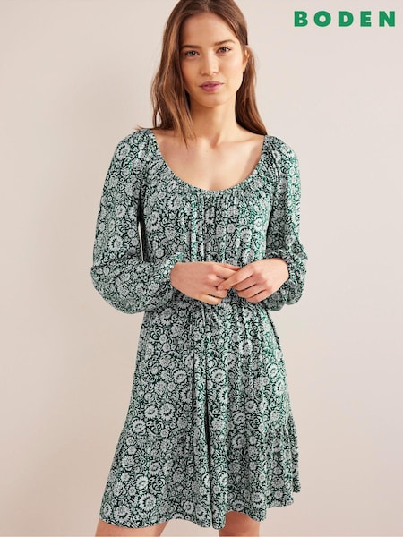 Boden Green Scoop Tiered Jersey Mini Dress (135540) | €28