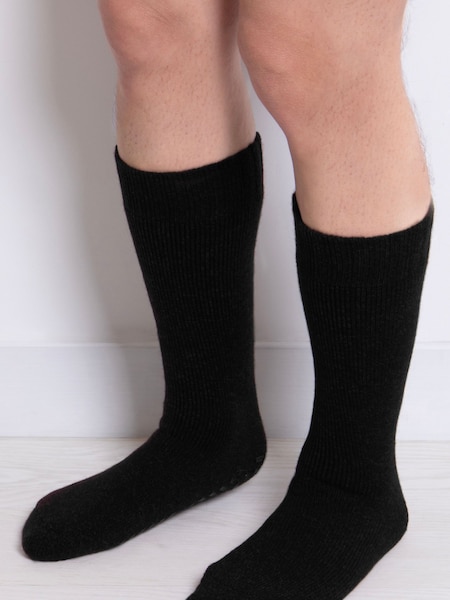 Totes Black Mens Premium Thermal Wool Blend Slipper Socks (135590) | €7.50
