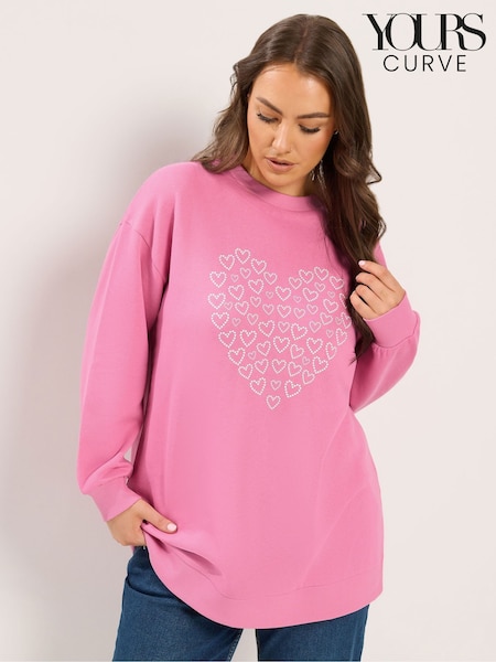 Pink - Yours Curve Heart Sweatshirt