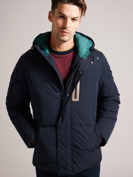 Ted Baker Blue Kinmont Short Hooded Puffer Jacket (136695) | €140