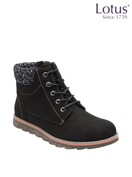 Lotus Black Lace-Up Ankle Boots (136789) | €50
