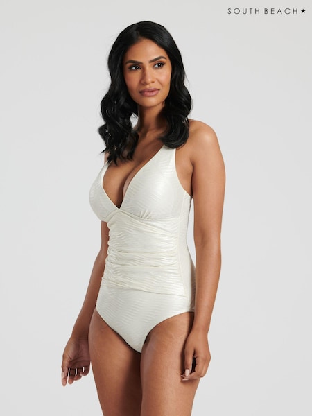 South Beach Shimmer Texture Tummy Control Swimsuit With Fixed Cups (137353) | 129 LEI