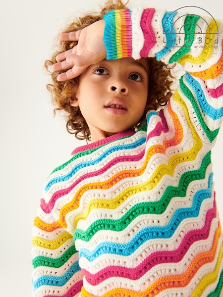 Little Bird by Jools Oliver Multi 100% Cotton Striped Knitted Jumper (137452) | AED70 - AED87