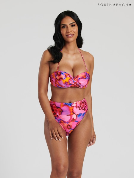 South Beach Pink Printed Twisted Halterneck Bikini Set (137472) | €12