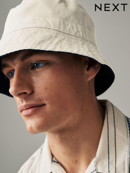 Mornarsko modra/bež - Reversible Bucket 100% Cotton Hat (138319) | € 5