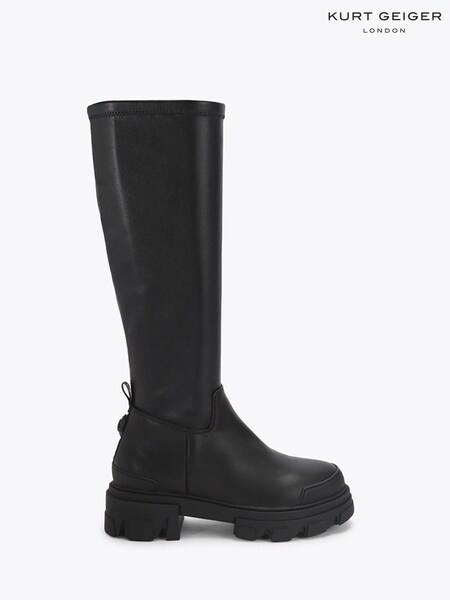Black - Kurt Geiger London Trail Sock Leather Knee Boots
