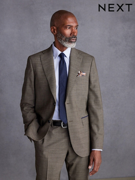 Brown Signature TG Di Fabio Italian Wool Trimmed Textured Suit Jacket (138539) | €31