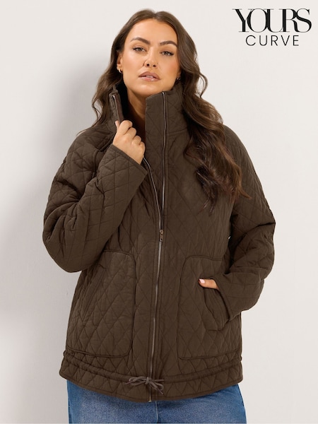 Brown - Yours Curve Lightweight Cotton Quilted Jacket