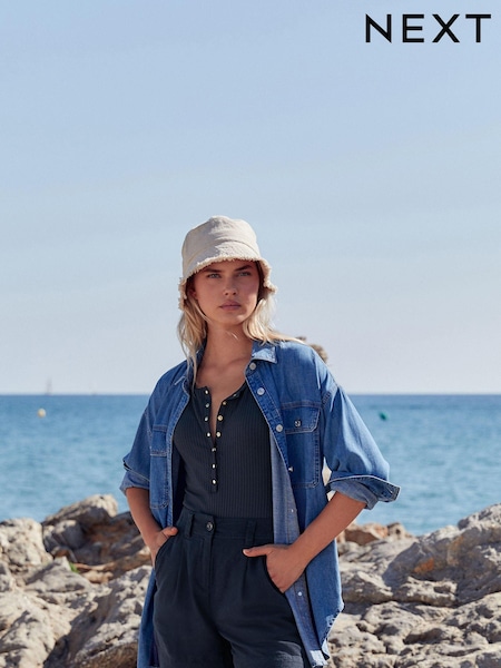 Navy Blue Linen Blend Boy Shorts (139296) | €10