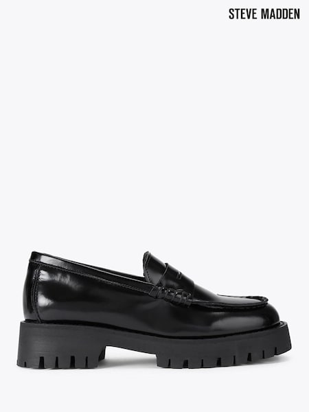 Black - Steve Madden Langsten Leather Loafer Shoes