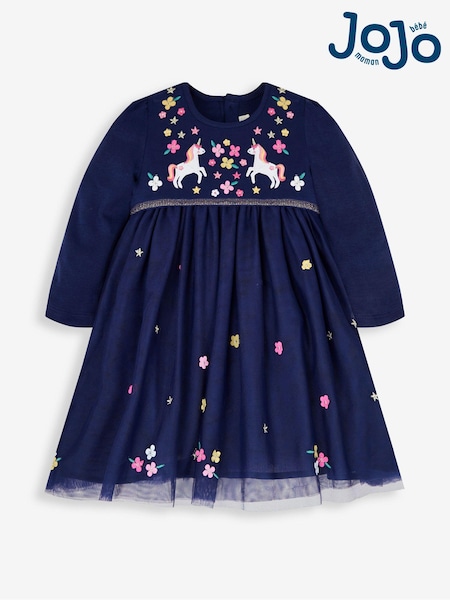 Jojo Maman Bébé Unicorn Embroidered Party Dress (139626) | € 42