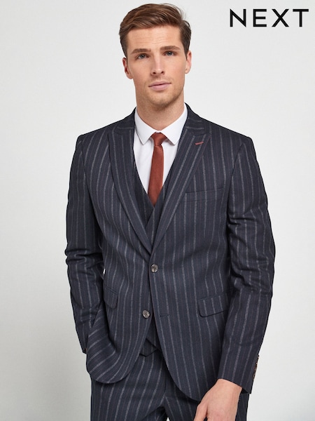 Navy Slim Fit Striped Suit: Jacket (139762) | €16