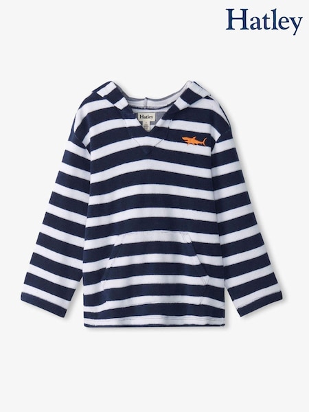 Hatley Blue Deep Sea Stripes Terry Towelling Pull Over Hoodie (139929) | €15.50