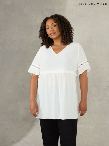 Live Unlimited Short Sleeve Ladder Trim White Top (140345) | €31