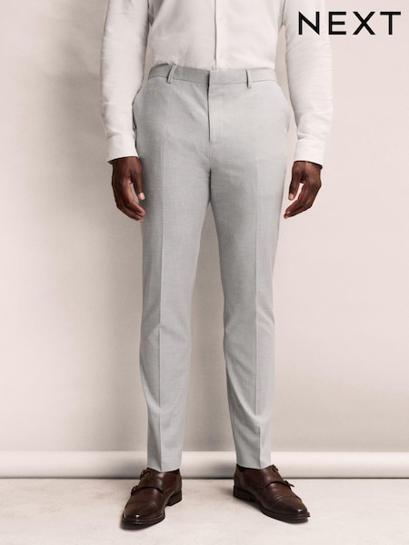 Light Grey Muscle Fit Muscle FIt Motionflex Stretch Suit Trousers (140464) | 247 QAR