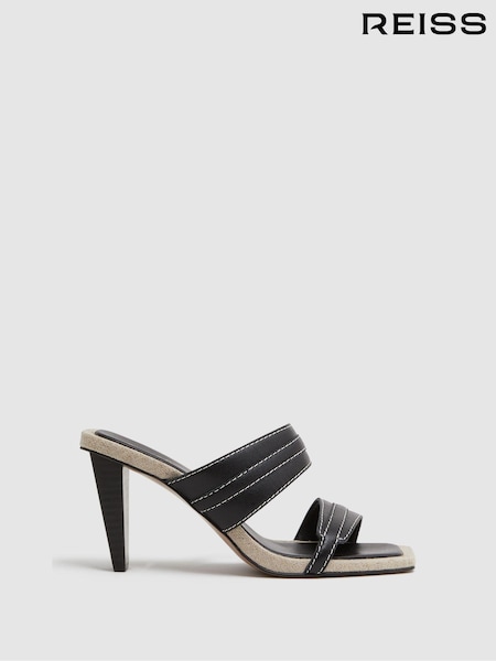Reiss Ruby Leather Strap Heeled Mules (140547) | € 186