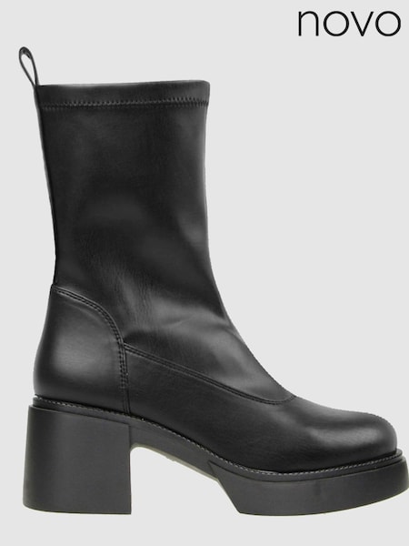 Novo Black London Mid Heel Sock Ankle Boots (140675) | €24