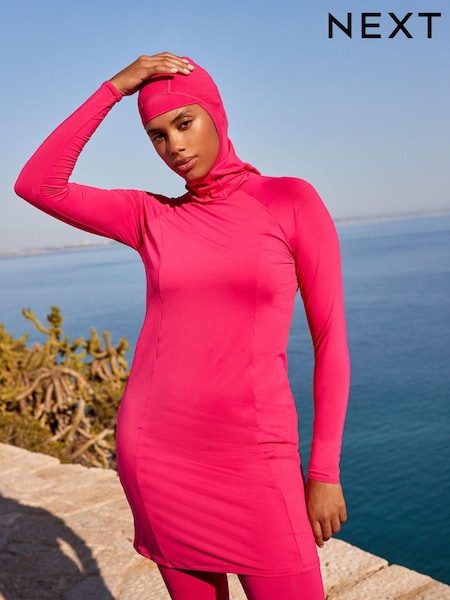 Pink Long Sleeve Modesty Burkini Shaping Swimsuit (140907) | €29