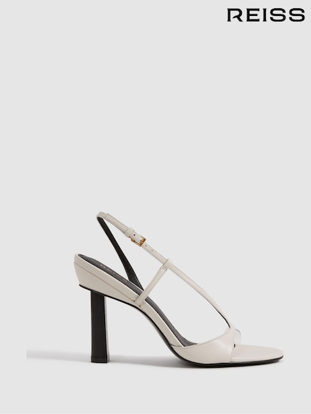 Reiss White Joy Leather Clear Strap Block Heels (140942) | €125