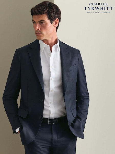 Tumši zils - Regular Charles Tyrwhitt Birdseye Slim Fit Italian Luxury Suit Jacket