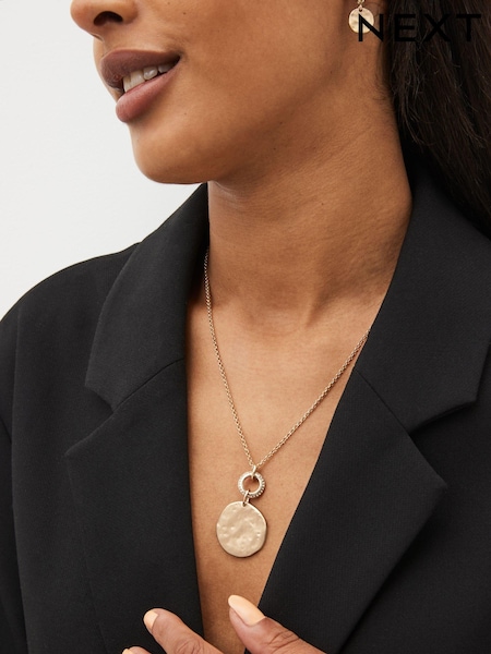 Gold Tone Hammered Coin Necklace (141985) | €13