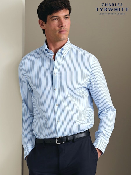 Ice Blue - Regular Charles Tyrwhitt Non-iron Twill Button-down Slim Fit Shirt
