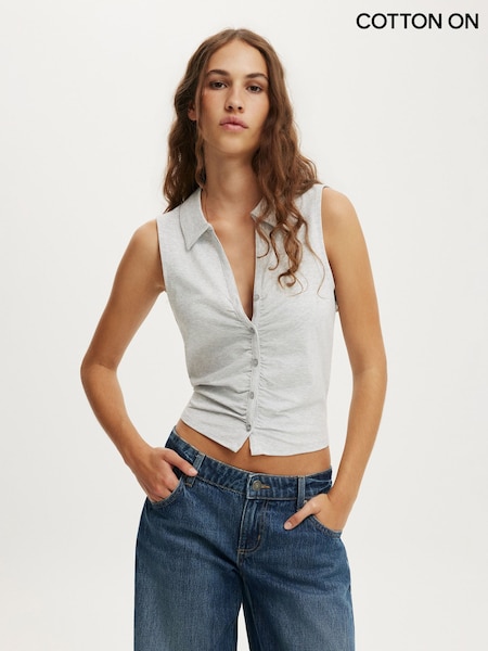 Gris - Polo Cotton On con fruncido frontal