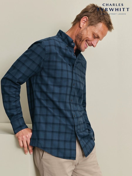 Blue - Slim Fit Charles Tyrwhitt Check Brushed Flannel Classic Fit Shirt