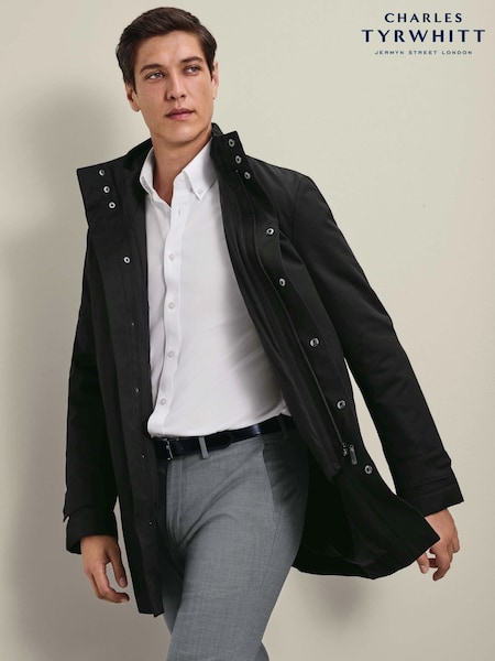 Black - Regular Charles Tyrwhitt 3in1 Raincoat With Detachable Gilet