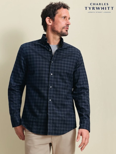 Indigo zils - Slim Fit Charles Tyrwhitt Check Brushed Flannel Shirt
